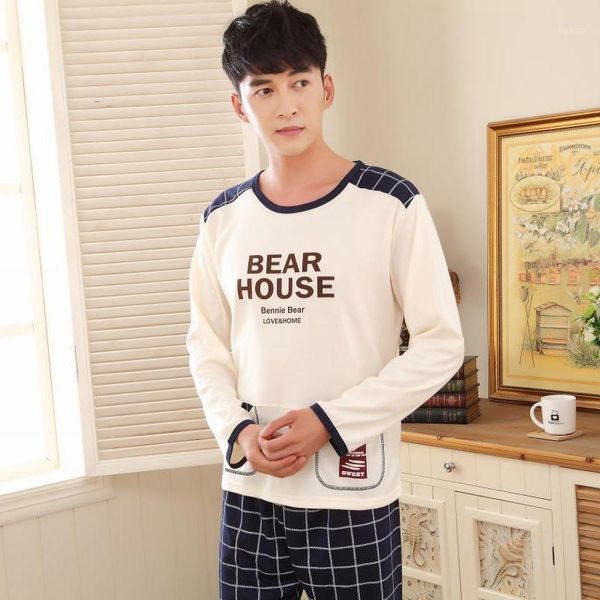 cotton pajama sets for men 2020 autumn winter long sleeve letter pyjama male casual plaid pants homewear loungewear home clothes1, Black;brown
cotton pajama sets for men 2020 autumn winter long sleeve letter pyjama male casual plaid pants homewear loungewear home clothes1, Black;brown
