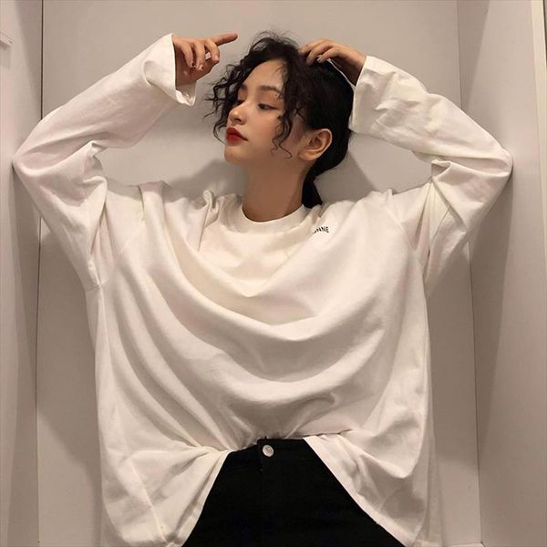 women loose t shirt autumn long sleeve harajuku grunge aesthetic korean neon stranger things streetwear, White
women loose t shirt autumn long sleeve harajuku grunge aesthetic korean neon stranger things streetwear, White
