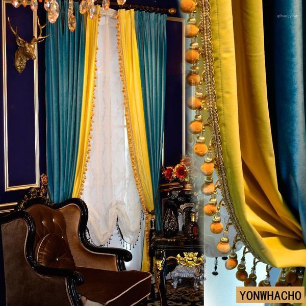 curtain & drapes custom curtains blue spell yellow solid european mediterranean simple modern velvet cloth blackout tulle n5891
curtain & drapes custom curtains blue spell yellow solid european mediterranean simple modern velvet cloth blackout tulle n5891
