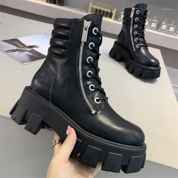 black ankle women boots motorcycle autumn lace up zipper genuine leather platform shoes woman round toe zapatos de mujer 20201
black ankle women boots motorcycle autumn lace up zipper genuine leather platform shoes woman round toe zapatos de mujer 20201