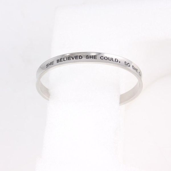 new stainless steel open women she believed she could so did mantra bracelet bangle jewelry gift1, Black
new stainless steel open women she believed she could so did mantra bracelet bangle jewelry gift1, Black