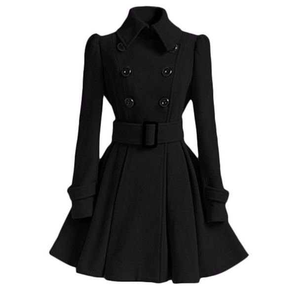 women vintage woolen coat winter warm windbreaker england fashion black swing hem belt slim elegant retro white wool overcoat, Tan;black
women vintage woolen coat winter warm windbreaker england fashion black swing hem belt slim elegant retro white wool overcoat, Tan;black