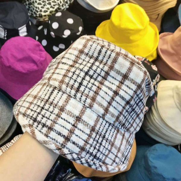 in new women's bucket autumn and winter of 2019 personalized plaid wool high versatile hat, Blue;gray
in new women's bucket autumn and winter of 2019 personalized plaid wool high versatile hat, Blue;gray