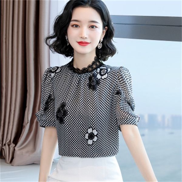 female chiffon and korean plaid blokes superior puff chise feminine lace blouses black women's shirts tvz6, White
female chiffon and korean plaid blokes superior puff chise feminine lace blouses black women's shirts tvz6, White