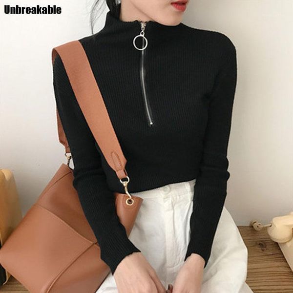 zipper half turtleneck pullovers women sweater long sleeve skinny elastic knitted femme solid spring jumper 1, White;black
zipper half turtleneck pullovers women sweater long sleeve skinny elastic knitted femme solid spring jumper 1, White;black
