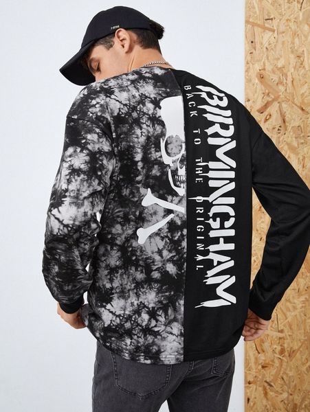 men slogan graphic tie dye tee k1sg#, White;black
men slogan graphic tie dye tee k1sg#, White;black
