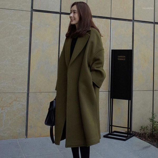 women's wool & blends autumn winter solid color plus size long coat pockets decoration green lapel sleeve women thick1, Black
women's wool & blends autumn winter solid color plus size long coat pockets decoration green lapel sleeve women thick1, Black