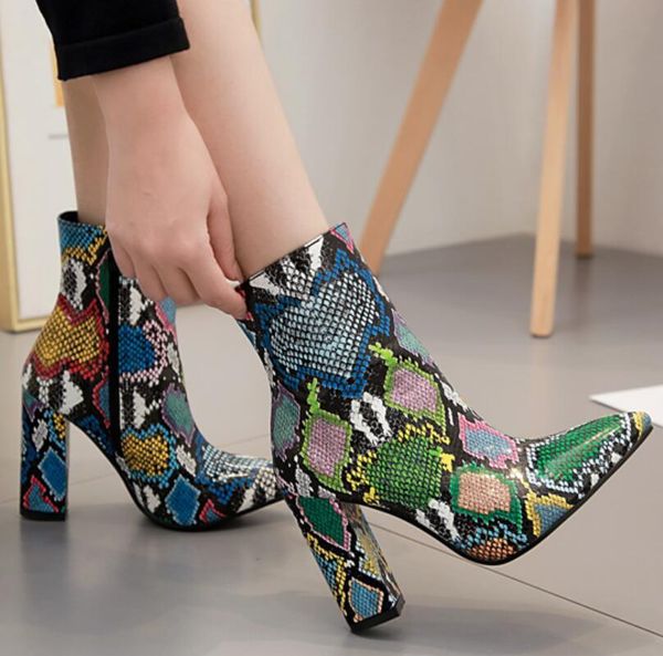 mhyons colorful snake skin boots women high heel thick boot snakeskin pointed toe zip shoes female slouch boots pleated winter, Black
mhyons colorful snake skin boots women high heel thick boot snakeskin pointed toe zip shoes female slouch boots pleated winter, Black