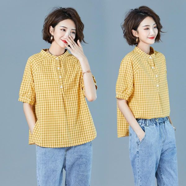 uyoef casual women's net red same style korean loose fashion shirthalf style plaid pullover crew neck shirtshirt pullover foreign sleev, White
uyoef casual women's net red same style korean loose fashion shirthalf style plaid pullover crew neck shirtshirt pullover foreign sleev, White