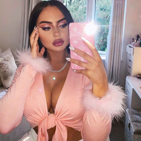 2021 new malha splice hairy bowknot feminine deep pink shirt long harvest ladies party clubwear fashion ctnk, White
2021 new malha splice hairy bowknot feminine deep pink shirt long harvest ladies party clubwear fashion ctnk, White