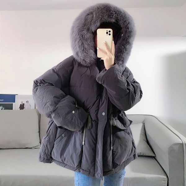 2021 new real skin winter thick warm with loose hood parkas 90% white down women's puffer jacket hlvj, Black
2021 new real skin winter thick warm with loose hood parkas 90% white down women's puffer jacket hlvj, Black