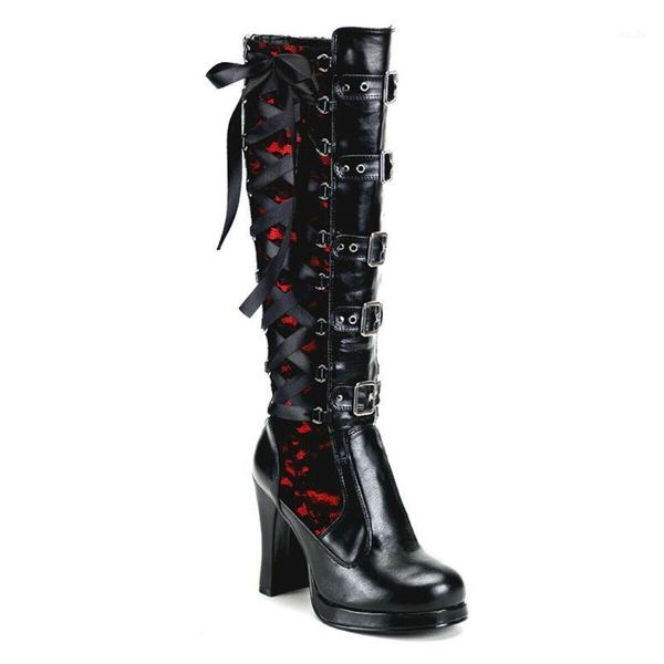 fashion women punk boots cosplay cross tied leather kneeth autumn winter platform boots gothic bows shoes ladies, Black
fashion women punk boots cosplay cross tied leather kneeth autumn winter platform boots gothic bows shoes ladies, Black