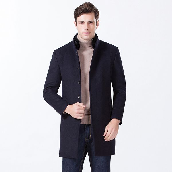 2020 middle-aged urban male mode single-color medium-length fur collar warm men's clothing casual wool jacket, Black;brown
2020 middle-aged urban male mode single-color medium-length fur collar warm men's clothing casual wool jacket, Black;brown