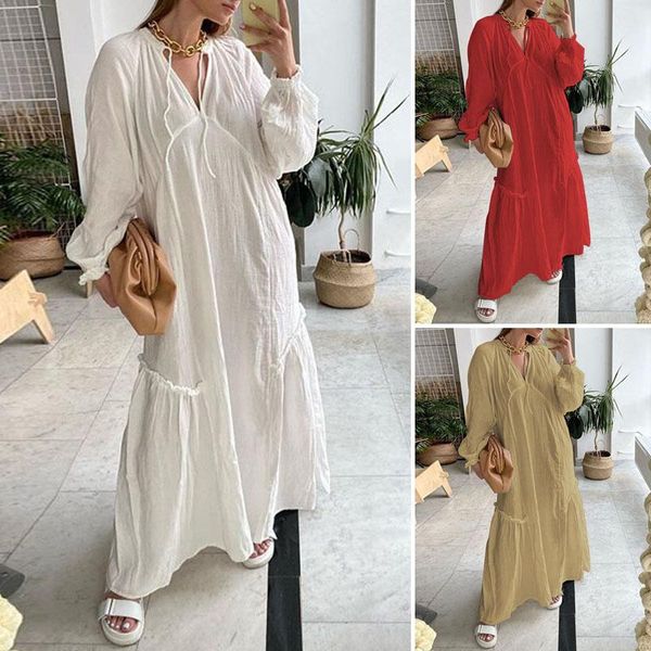 women long maxi dress autumn long sleeve v-neck casual ruffles party vestidos robe celmia 2020 fashion loose shirt dresses, Black;gray
women long maxi dress autumn long sleeve v-neck casual ruffles party vestidos robe celmia 2020 fashion loose shirt dresses, Black;gray