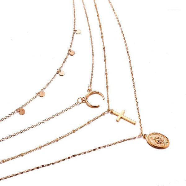 fashion link chain chokers necklace sequins round moon cross charms pendant necklace women bohemian choker multilayer jewelry1, Golden;silver
fashion link chain chokers necklace sequins round moon cross charms pendant necklace women bohemian choker multilayer jewelry1, Golden;silver