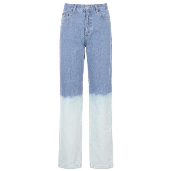 women high waist wide leg jeans gradient tie-dye color block straight denim pants harajuku hip hop trousers with pockets, Blue
women high waist wide leg jeans gradient tie-dye color block straight denim pants harajuku hip hop trousers with pockets, Blue