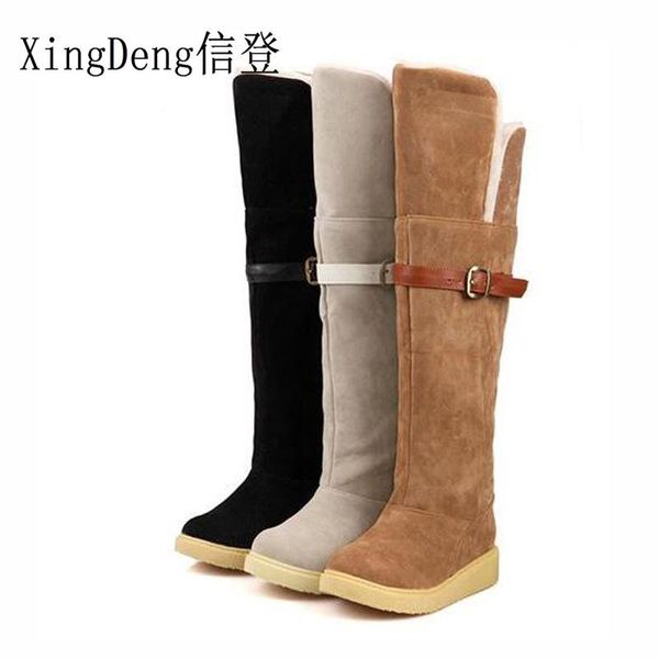 xingdeng suede flock warm winter woman's snow boots shoes big size 37-40 over the knee boots cotton platform buckle snow shoes, Black 
xingdeng suede flock warm winter woman's snow boots shoes big size 37-40 over the knee boots cotton platform buckle snow shoes, Black
