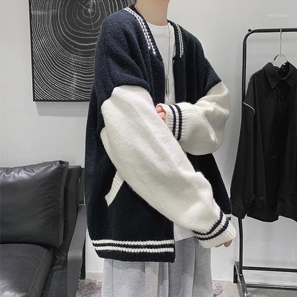 autumn new cardigan sweater men's loose color matching sweater coat hong kong style student1, White;black
autumn new cardigan sweater men's loose color matching sweater coat hong kong style student1, White;black