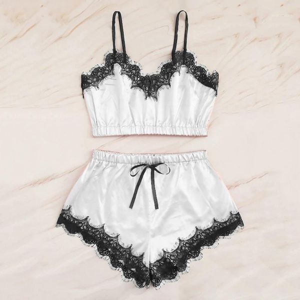 women sleepwear sleeveless strap nightwear lace trim satin cami pajama sets women steel-rimless underwear 1.171, Black;white
women sleepwear sleeveless strap nightwear lace trim satin cami pajama sets women steel-rimless underwear 1.171, Black;white