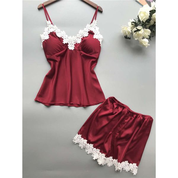summer suspender thin ice with bra lace shorts pajamas nightdress suit women's home wear, Black;red
summer suspender thin ice with bra lace shorts pajamas nightdress suit women's home wear, Black;red