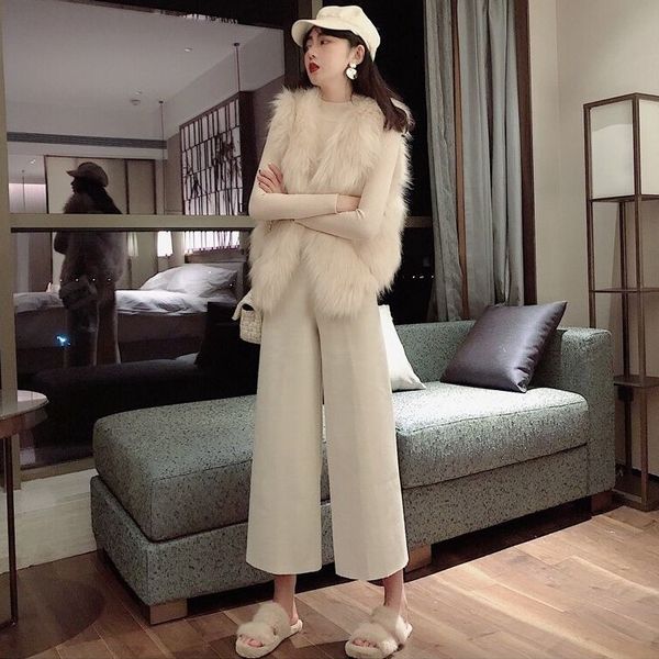 new style fur like vest coat + woollen leg pants two piece fashion suit for women in autumn and winter 2020
new style fur like vest coat + woollen leg pants two piece fashion suit for women in autumn and winter 2020