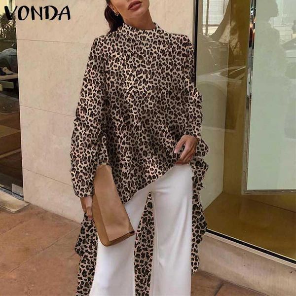 vonda 2020 women summer long shirt blouses long sleeve casual leopard print blouse office asymmetrical blusas plus size, White
vonda 2020 women summer long shirt blouses long sleeve casual leopard print blouse office asymmetrical blusas plus size, White