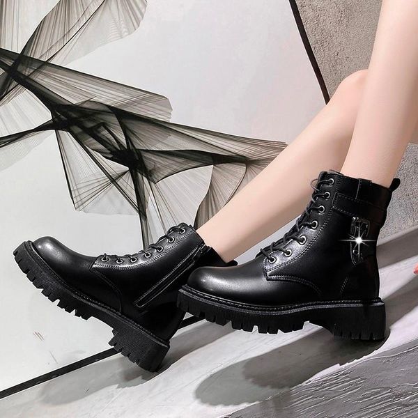 women's martin boots snow boots motorcycle winter plush heighten mid-calf lace-up casual shoes women's shoes, Black
women's martin boots snow boots motorcycle winter plush heighten mid-calf lace-up casual shoes women's shoes, Black