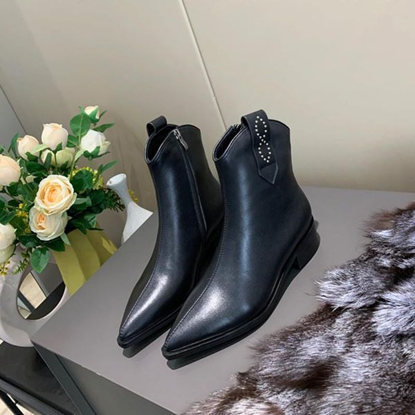 new arrival 2020 autumn and winter women boots genuine leather pointed toe high heel zips rivets fashion short boots, Black
new arrival 2020 autumn and winter women boots genuine leather pointed toe high heel zips rivets fashion short boots, Black