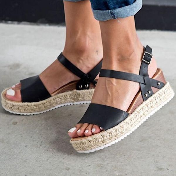dress shoes sagace summer women lady solid buckle strap wedges platform retro peep toe sandals fashion 2021 mujer may14, Black
dress shoes sagace summer women lady solid buckle strap wedges platform retro peep toe sandals fashion 2021 mujer may14, Black