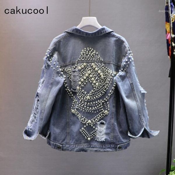 cakucool pearl beading denim jacket autumn women coats single breasted holes 2020 women's vintage jackets coat loose korean, Black;brown
cakucool pearl beading denim jacket autumn women coats single breasted holes 2020 women's vintage jackets coat loose korean, Black;brown