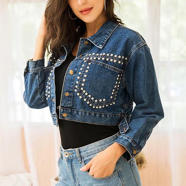rlyaeiz 2020 spring autumn lady's coats clothing studded rivet women shorts jeans jacket new denim jackets women punk style, Black;brown
rlyaeiz 2020 spring autumn lady's coats clothing studded rivet women shorts jeans jacket new denim jackets women punk style, Black;brown