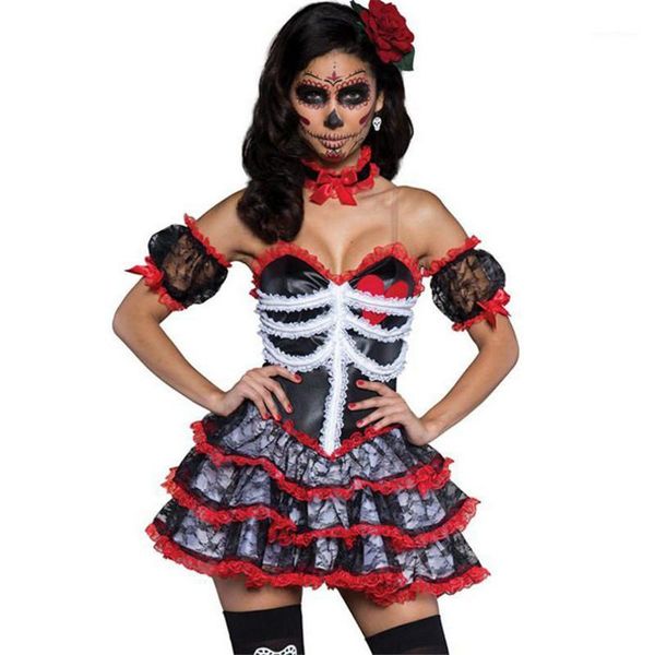 halloween ghost bride costume horror skeleton corpse bride cosplay dress skull female zombie scary day of the dead clothing1, Black;red
halloween ghost bride costume horror skeleton corpse bride cosplay dress skull female zombie scary day of the dead clothing1, Black;red