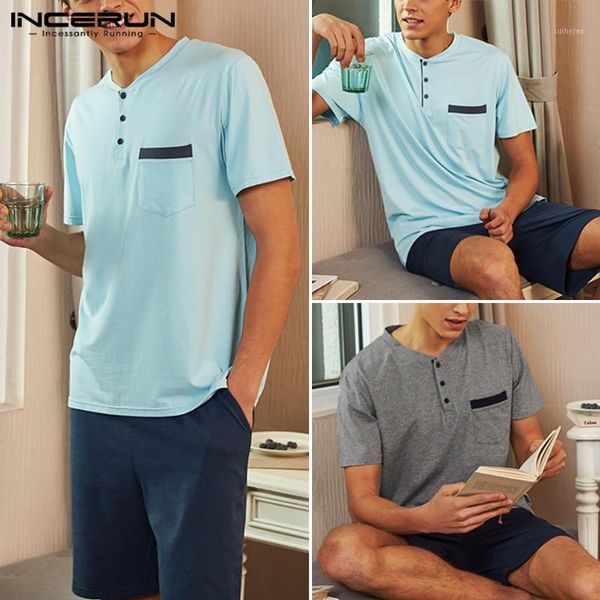 incerun 2020 men pajamas sets short sleeve comfortable nightwear & shorts homewear fashion leisure men sleepwear sets s-5xl1, Black;brown
incerun 2020 men pajamas sets short sleeve comfortable nightwear & shorts homewear fashion leisure men sleepwear sets s-5xl1, Black;brown