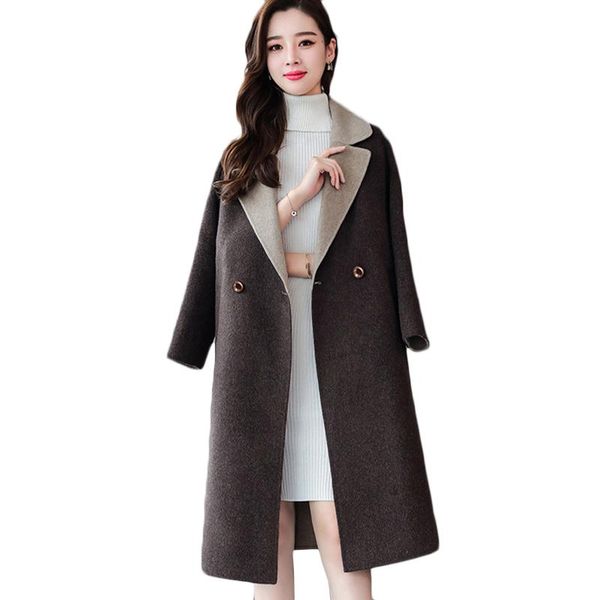 women's wool & blends quality double-sided coat women autumn winter korean loose long coats womens temperament casual woolen f1009, Black
women's wool & blends quality double-sided coat women autumn winter korean loose long coats womens temperament casual woolen f1009, Black