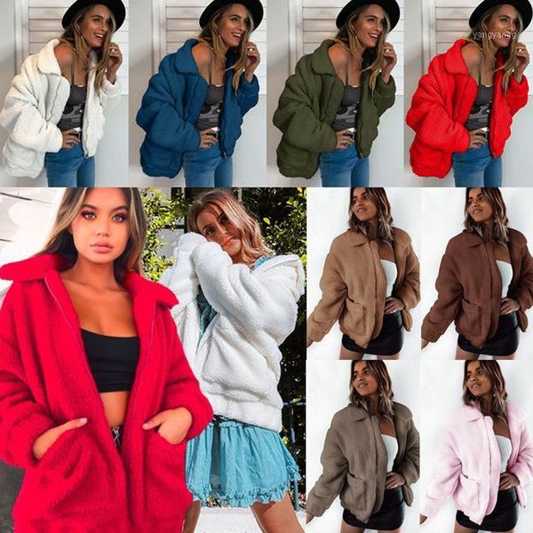 women warm loose coat plush outwear 2019 autumn winter pockets turn down collar zipper female outwear plus size thick jackets1, Black;brown
women warm loose coat plush outwear 2019 autumn winter pockets turn down collar zipper female outwear plus size thick jackets1, Black;brown
