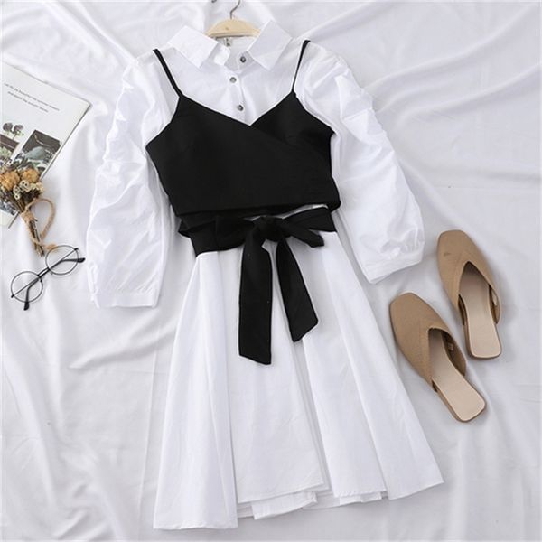 2021 new new style bandage strap + medium and long solid color long-sleeved shirt dress two-piece suit women d6s0, Black;gray
2021 new new style bandage strap + medium and long solid color long-sleeved shirt dress two-piece suit women d6s0, Black;gray