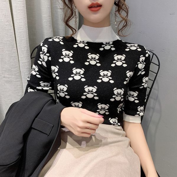 uh59o sweater wool 2020 summer autumn t-shirt bear knitted medium sleeve women's thin with new korean bottom and slim t-shirt fit wools, White;black
uh59o sweater wool 2020 summer autumn t-shirt bear knitted medium sleeve women's thin with new korean bottom and slim t-shirt fit wools, White;black