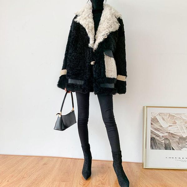 women 2021 new winter fashion mid-long fake lamb fur coats female patchwork loose jackets ladies warm faux fur outwears q630, Black
women 2021 new winter fashion mid-long fake lamb fur coats female patchwork loose jackets ladies warm faux fur outwears q630, Black