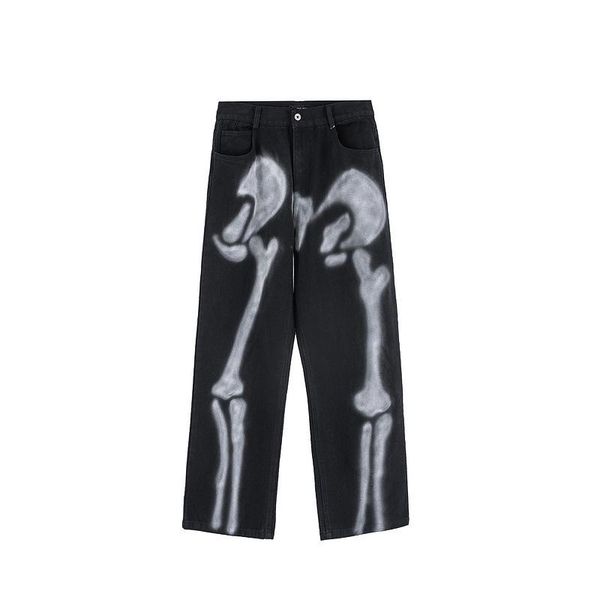 men's jeans male loose straight wide leg trousers men high street hip hop skull bones graffiti print casual denim pants, Blue
men's jeans male loose straight wide leg trousers men high street hip hop skull bones graffiti print casual denim pants, Blue