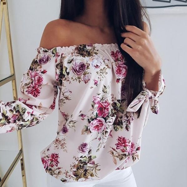 women's blouses & shirts women blouse shirt off shoulder floral lady loose flower print summer fashion long sleeve slash neck clot, White
women's blouses & shirts women blouse shirt off shoulder floral lady loose flower print summer fashion long sleeve slash neck clot, White