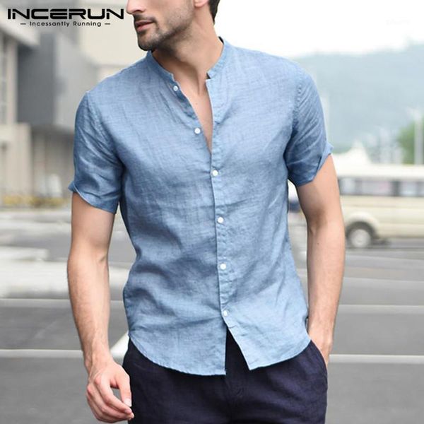 incerun fashion short sleeve men shirt stand collar solid color streetwear summer camisa masculina casual brand shirts 20201, White;black
incerun fashion short sleeve men shirt stand collar solid color streetwear summer camisa masculina casual brand shirts 20201, White;black