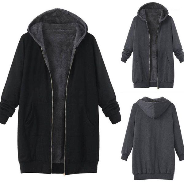 women vintage plus size jacket solid fleece hooded zipper plus size long sleeve thick long coat 2020 mujer chaqueta1, Black;brown
women vintage plus size jacket solid fleece hooded zipper plus size long sleeve thick long coat 2020 mujer chaqueta1, Black;brown