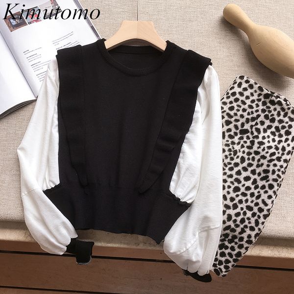 kimutomo women fake two piece sweater spring autumn 2021 ladies o-neck ruffles patchwork long sleeve pullover outwear chic h1211, White;black
kimutomo women fake two piece sweater spring autumn 2021 ladies o-neck ruffles patchwork long sleeve pullover outwear chic h1211, White;black