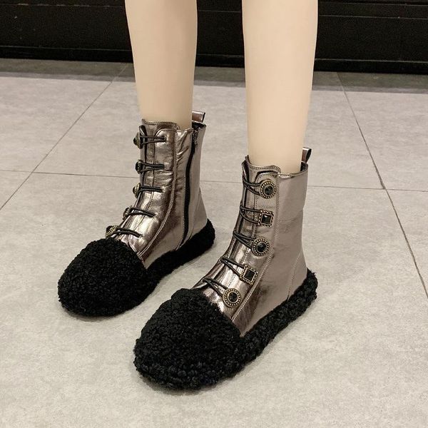 lambs wool рукотворных алмазной кнопки snow boots женщины осень зима пушистой обувь коротких сапоги loc lady обувь -40, Black
lambs wool рукотворных алмазной кнопки snow boots женщины осень зима пушистой обувь коротких сапоги loc lady обувь -40, Black