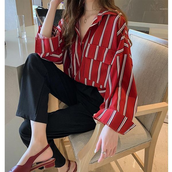 for women's 2021, loose, languid, striped shirts for women are designed to be small sizes1, White
for women's 2021, loose, languid, striped shirts for women are designed to be small sizes1, White