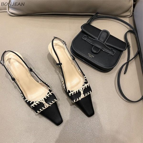 sandals summer women's fashion pointed toe closed thin heel ladies shoes solid party office high, Black
sandals summer women's fashion pointed toe closed thin heel ladies shoes solid party office high, Black