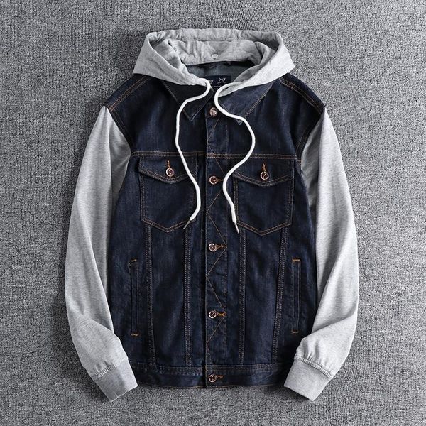 men's jackets american style fashionable autumn contrast color splicing denim jacket detachable hat versatile casual youth 0739, Black;brown
men's jackets american style fashionable autumn contrast color splicing denim jacket detachable hat versatile casual youth 0739, Black;brown