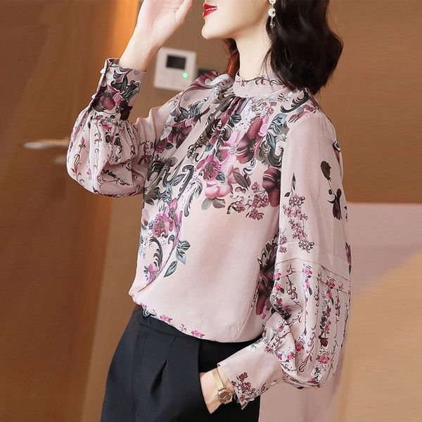 women's blouses & shirts spring autumn style long sleeve printed turtleneck button elegant casual sp719, White
women's blouses & shirts spring autumn style long sleeve printed turtleneck button elegant casual sp719, White