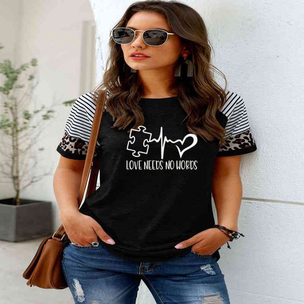Love Needs No Words Pure Cotton T-shirt Funny Puzzle Piece Heartbeat Graphic Tee Shirt Top Cute Elegant Leisure T Shirt, White
Love Needs No Words Pure Cotton T-shirt Funny Puzzle Piece Heartbeat Graphic Tee Shirt Top Cute Elegant Leisure T Shirt, White