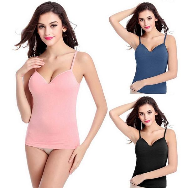 women spaghetti strap camisole adjustable built in vests padded self mold pad crop solid female tank vest, Black;white
women spaghetti strap camisole adjustable built in vests padded self mold pad crop solid female tank vest, Black;white